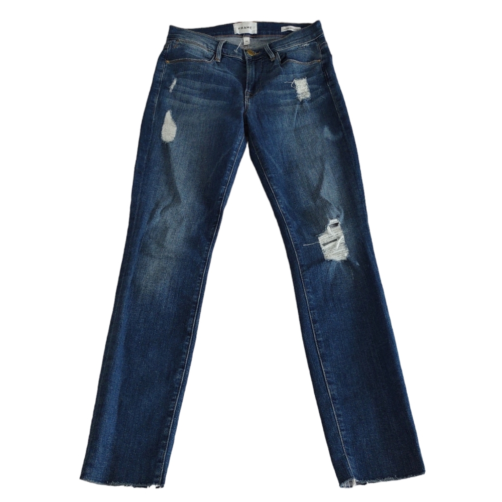 Frame Size 26 Le High Skinny Crop Hilltop Distressed Raw Hem Jeans